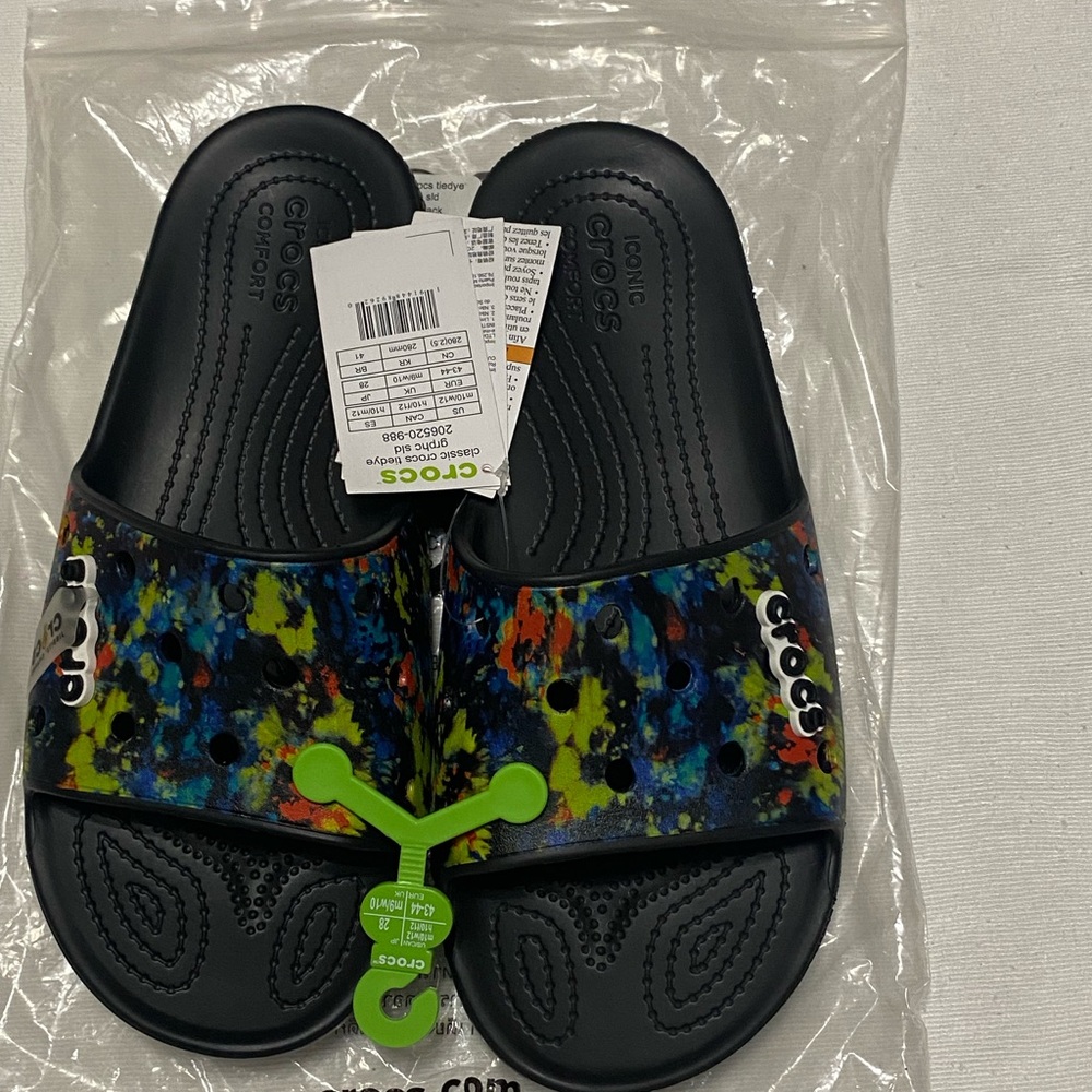 Classic CROCS Unisex Black and Multicolor Slide Sandals